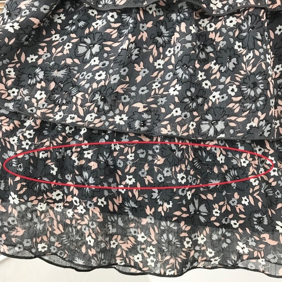 Old Navy Ruffle Floral Dress Ribbon Straps XS Gray Multi Color Flower Print - Picture 7 of 7